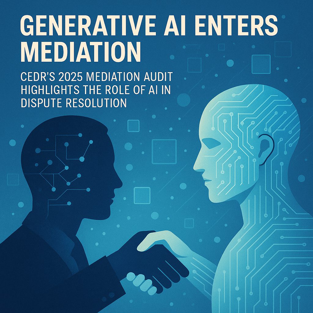 Generative AI enters mediation. CEDR’s 2025 Mediation Audit highlights the role of AI in dispute resolution.