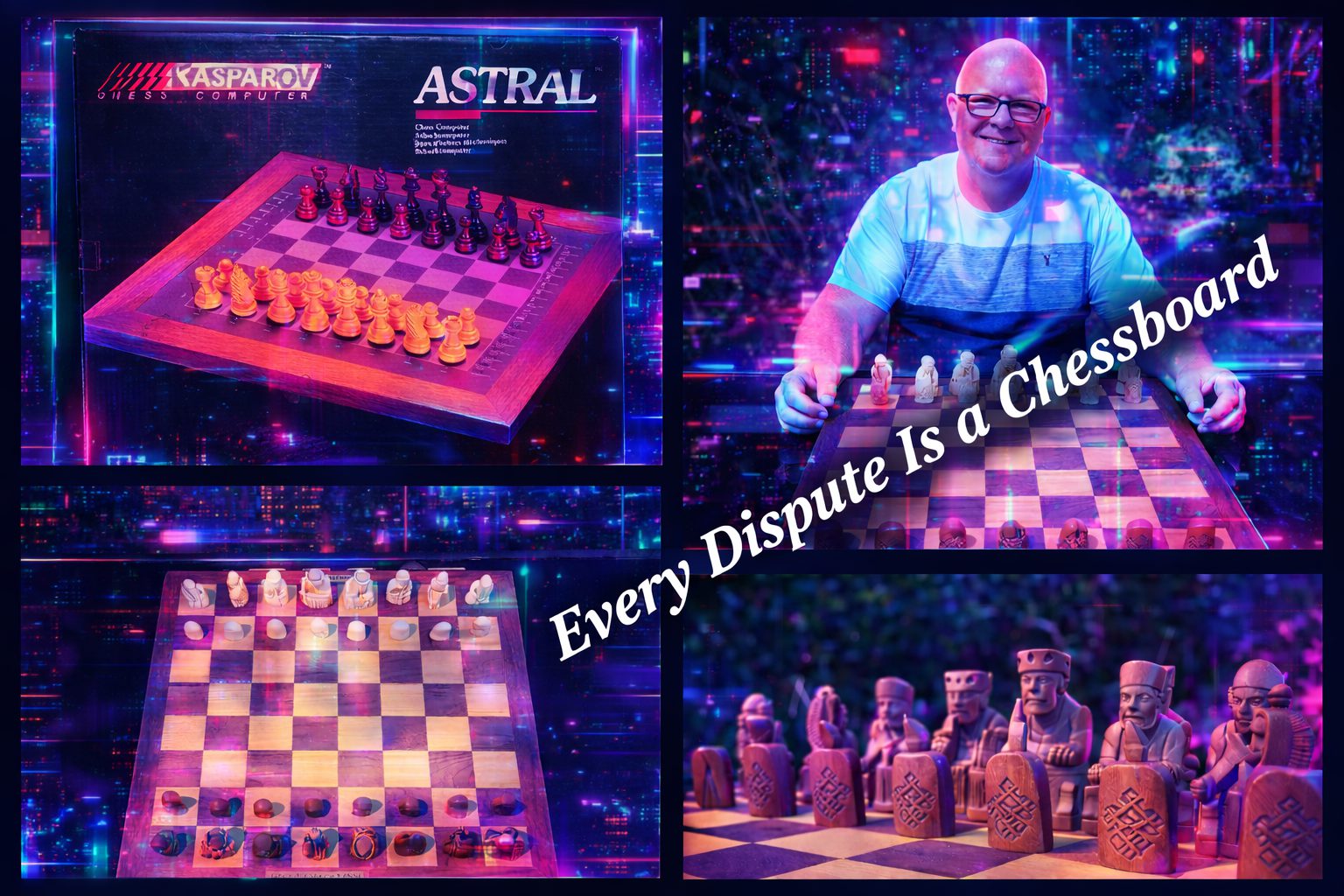 Gary Kasparov electronic chess computer and chessboard imagery illustrating the relationship between chess strategy and dispute resolution.